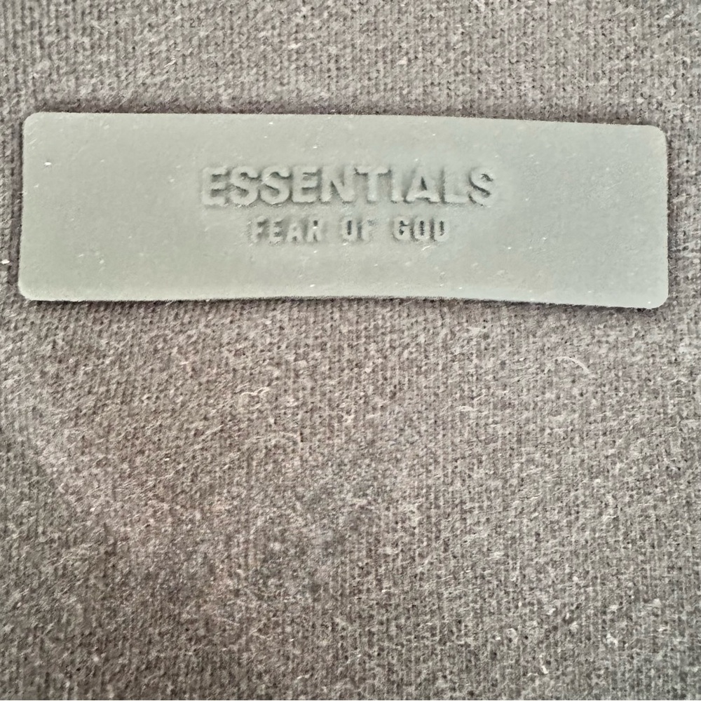 Fear of God Essentials black rubber patch oversized hoodie cotton sweatshirt - Picture 6 of 6